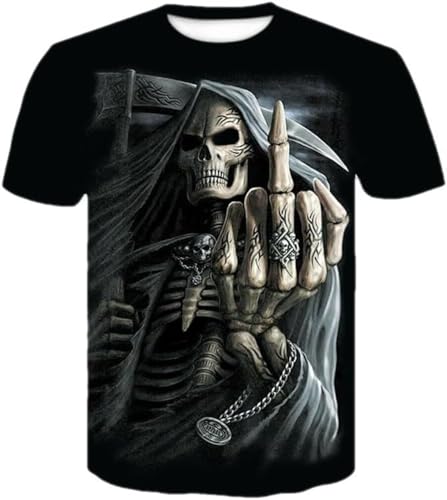 Zelbuck 3D Totenkopf Herren 3D Schädel Shirt Herren Totenkopf T-Shirt, Rundhals T-Shirt, Lässiges Sport-Top, Kurzärmelig S-6XL (Style 3#,M) von Zelbuck