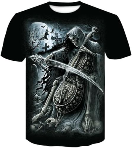 Zelbuck 3D Totenkopf Herren 3D Schädel Shirt Herren Totenkopf T-Shirt, Rundhals T-Shirt, Lässiges Sport-Top, Kurzärmelig S-6XL (Style 4#,4XL) von Zelbuck