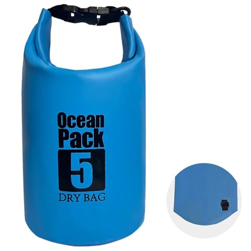 Zelbuck Dry Bag, 5L/10L/20L/30L wasserdichte Tasche, Dry Sack Mit Doppeltem Schultergurt-Rucksack for Schwimmen, Rafting, Surfen, Radfahren, Camping, Bootfahren(Blue,5L) von Zelbuck