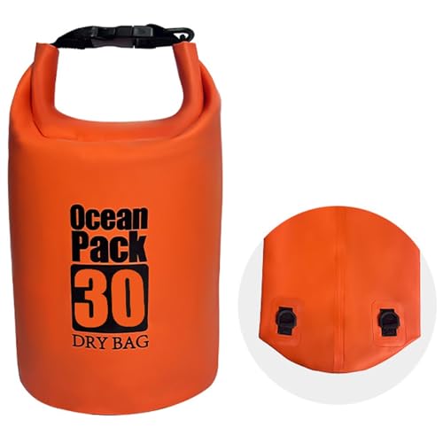 Zelbuck Dry Bag, 5L/10L/20L/30L wasserdichte Tasche, Dry Sack Mit Doppeltem Schultergurt-Rucksack for Schwimmen, Rafting, Surfen, Radfahren, Camping, Bootfahren(Orange,30L) von Zelbuck