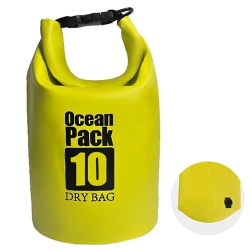 Zelbuck Dry Bag, 5L/10L/20L/30L wasserdichte Tasche, Dry Sack Mit Doppeltem Schultergurt-Rucksack for Schwimmen, Rafting, Surfen, Radfahren, Camping, Bootfahren(Yellow,10L) von Zelbuck