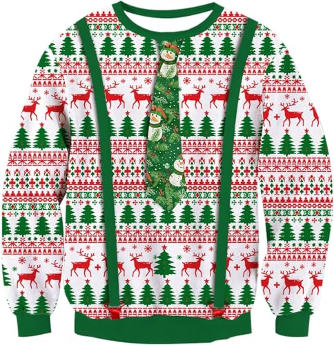 Zelbuck Hoodies Für Männer Ugly Christmas Sweatshirt 3D Printed Funny Sweater Shirts Pullover for Xmas Holiday Party S-6XL (Farbe 3#,XL) von Zelbuck