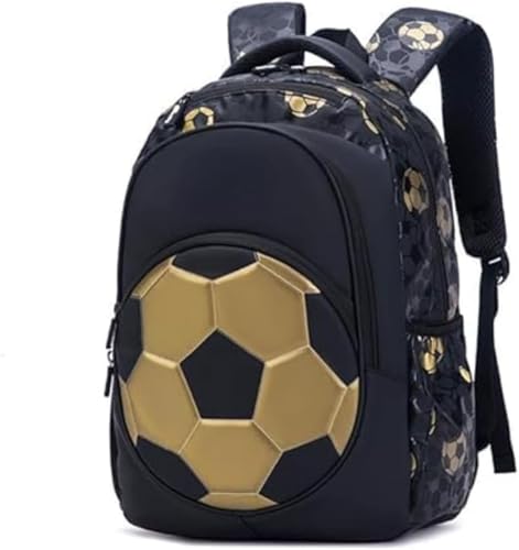 Zelbuck Schulranzen Jungen 1. klasse Fußball Rucksäcke Wasserdichter Leichter Rucksack,Grundschüler 1-3 Klasse Große Kapazität Schulranzen,Für Jungen (Gold,29 * 19 * 40cm) von Zelbuck