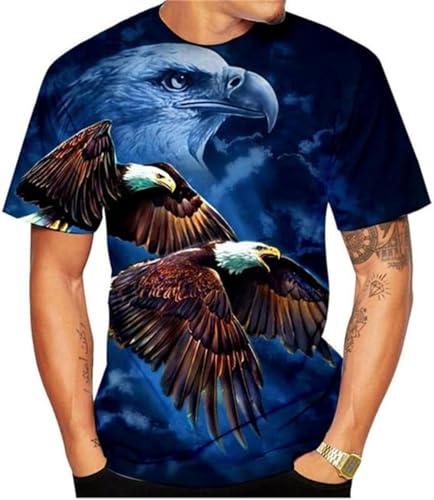 Zelbuck Unisex T Shirt 3D Adler T-Shirt Sommer Mode T-Shirt Tops Street Wear T-Shirt Polyester Kurzärmelig S-6XL (Style 3#,3XL) von Zelbuck