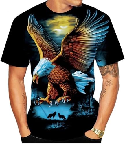 Zelbuck Unisex T Shirt 3D Adler T-Shirt Sommer Mode T-Shirt Tops Street Wear T-Shirt Polyester Kurzärmelig S-6XL (Style 5#,6XL) von Zelbuck