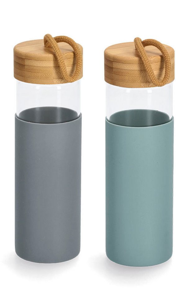 Zeller Present Trinkflasche, 2-teilig, Glas/Bambusdeckel/Siliko, je 500 ml Zeller Present Trinkflasche, 2-teilig, Glas/Bambusdeckel/Siliko, je 500 ml von Zeller Present