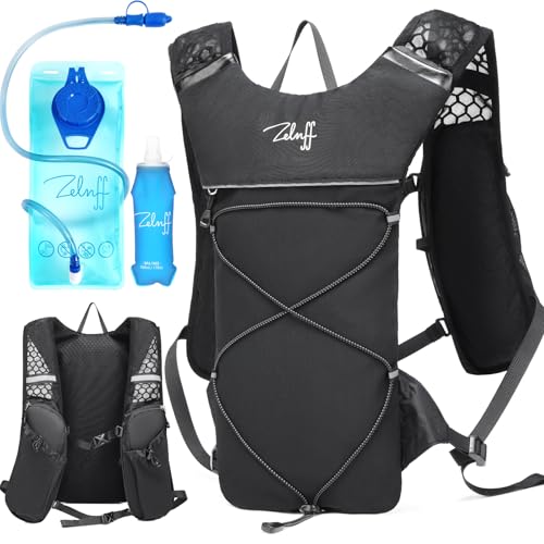 Zelnff Trinkweste-Rucksack, leichter Laufrucksack, Laufweste, Handyhalter, Marathonläufer, Radfahren, Wandern, Skifahren, Rucksack mit 2 l Blase und 500 ml weicher Flasche Zelnff Trinkweste-Rucksack, leichter Laufrucksack, Laufweste, Handyhalter, Marathonläufer, Radfahren, Wandern, Skifahren, Rucksack mit 2 l Blase und 500 ml weicher Flasche von Zelnff