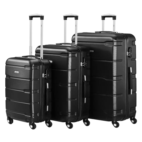 Zelsius Koffer Set 3 Stück, Schwarz | ABS Hartschalenkoffer mit Zahlenschloss, Doppelrollen und Innen Trennwand | Trolley, Koffer Groß, Luggage Set, Handgepäckkoffer, Hartschalenkoffer Set 3 teilig Zelsius Koffer Set 3 Stück, Schwarz | ABS Hartschalenkoffer mit Zahlenschloss, Doppelrollen und Innen Trennwand | Trolley, Koffer Groß, Luggage Set, Handgepäckkoffer, Hartschalenkoffer Set 3 teilig von Zelsius