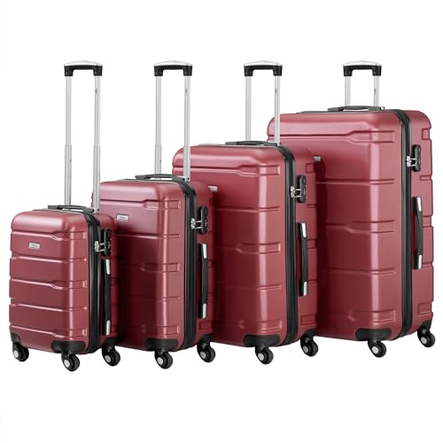 Zelsius Koffer Set 4 Stück, Rot | ABS Hartschalenkoffer mit Zahlenschloss, 4 Rollen und Innen Trennwand | Hartschalenkoffer Set 4 teilig, Trolley, Koffer Groß, Luggage Set, Handgepäckkoffer Zelsius Koffer Set 4 Stück, Rot | ABS Hartschalenkoffer mit Zahlenschloss, 4 Rollen und Innen Trennwand | Hartschalenkoffer Set 4 teilig, Trolley, Koffer Groß, Luggage Set, Handgepäckkoffer von Zelsius