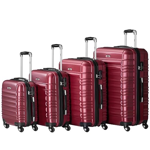 Zelsius Koffer Set 4 Stück, Rot | ABS Hartschalenkoffer mit Zahlenschloss, 4 Rollen und Innen Trennwand | Handgepäckkoffer, Hartschalenkoffer Set 4 teilig, Trolley, Koffer Groß, Luggage Set Zelsius Koffer Set 4 Stück, Rot | ABS Hartschalenkoffer mit Zahlenschloss, 4 Rollen und Innen Trennwand | Handgepäckkoffer, Hartschalenkoffer Set 4 teilig, Trolley, Koffer Groß, Luggage Set von Zelsius