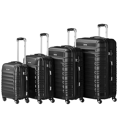 Zelsius Koffer Set 4 Stück, Schwarz | ABS Hartschalenkoffer mit Zahlenschloss, 4 Rollen und Innen Trennwand | Handgepäckkoffer, Hartschalenkoffer Set 4 teilig, Trolley, Koffer Groß Zelsius Koffer Set 4 Stück, Schwarz | ABS Hartschalenkoffer mit Zahlenschloss, 4 Rollen und Innen Trennwand | Handgepäckkoffer, Hartschalenkoffer Set 4 teilig, Trolley, Koffer Groß von Zelsius