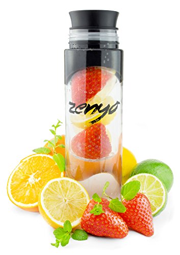 Zenyo Trinkflasche für Fruchtschorlen, mit Einsatz, schwarz, 710 ml, aus Tritan Zenyo Trinkflasche für Fruchtschorlen, mit Einsatz, schwarz, 710 ml, aus Tritan von Zenyo