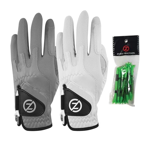 Zero Friction Herren Cabretta Elite Linke Hand Universal-Passform Golfhandschuh 2 Packung, Einheitsgröße, Grau/Weiß von Zero Friction