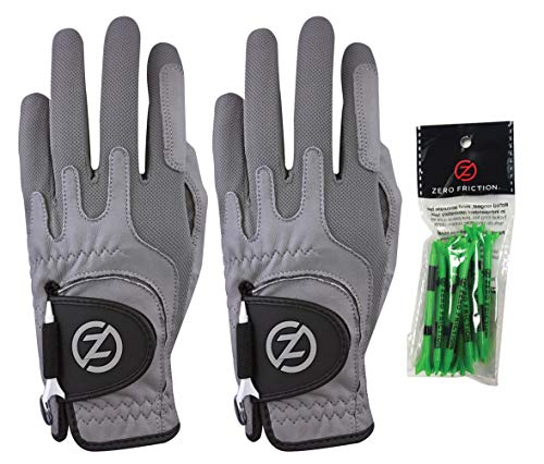 Zero Friction Herren Cabretta Elite Linke Hand Universal-Passform Golfhandschuh 2 Packung, Einheitsgröße, Grau von Zero Friction