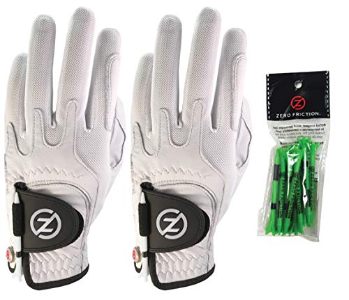 Zero Friction Herren Cabretta Elite Linke Hand Universal-Passform Golfhandschuh 2 Packung, Einheitsgröße, Weiß von Zero Friction