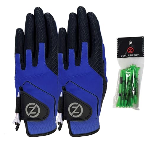 Zero Friction Junior Synthetisch Linke Hand Golfhandschuh 2 Packung, Einheitsgröße, Blau von Zero Friction