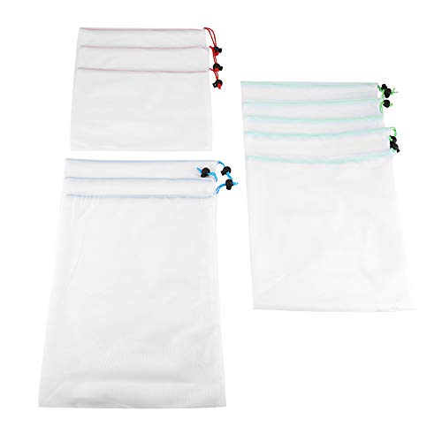 11 Stück Wiederverwendbare Einkaufstaschen, umweltfreundliche Netztaschen mit 3-farbigem Kordelzug, 3 Größen, Polyester-Aufbewahrungstaschen für Obst, Gemüse und Spielzeug 11 Stück Wiederverwendbare Einkaufstaschen, umweltfreundliche Netztaschen mit 3-farbigem Kordelzug, 3 Größen, Polyester-Aufbewahrungstaschen für Obst, Gemüse und Spielzeug von Zerodis