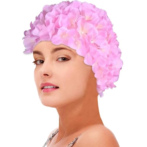 Zestvria Süße Badekappen,Stilvolle handgemachte Damen Badekappe mit Blumenblütenmuster - Retro-Badekappen für langes/kurzes Haar, Badehut für den Strandurlaub im Schwimmbad von Zestvria