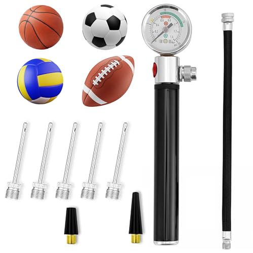 Ballpumpe mit Manometer: Mini Luftpumpe aus Aluminiumlegierung Tragbare Ballpumpe mit Aufblasnadeln für Basketball Fußball Volleyball und Andere Aufblasbare Bälle Ballpumpe mit Manometer: Mini Luftpumpe aus Aluminiumlegierung Tragbare Ballpumpe mit Aufblasnadeln für Basketball Fußball Volleyball und Andere Aufblasbare Bälle von Zevmi