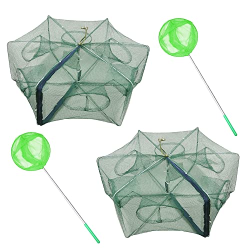 Automatische Faltbare Fischfalle, ZffXH 2 Pack Mesh Nylon Angeln Trap Net, 6 Holes Angeln Reuse, Cast-Mesh-Falle, Tragbare Köderkäfigfallen, Magisches Fischernetz Automatische Faltbare Fischfalle, ZffXH 2 Pack Mesh Nylon Angeln Trap Net, 6 Holes Angeln Reuse, Cast-Mesh-Falle, Tragbare Köderkäfigfallen, Magisches Fischernetz von ZffXH