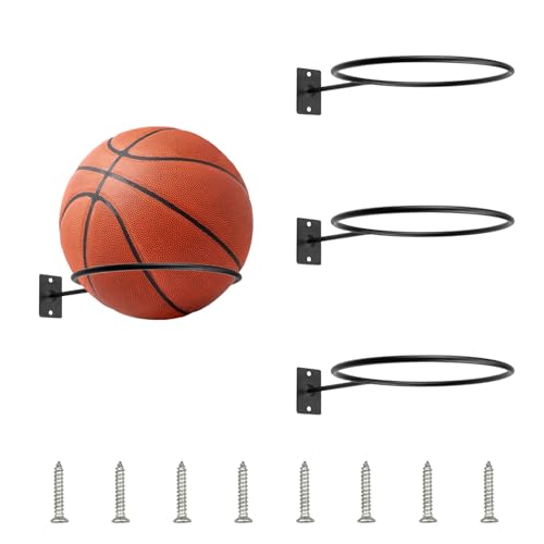 Zfseyuh Ball Wandhalterung 3 Stück Ballhalterung Basketball Halterung Schwarz Football Halter Ballständer für Basketball Volleyball Rugby-Ball Fußball Universal von Zfseyuh