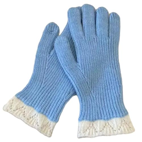 Zgehnao Lange Handschuhe, trendige, warme Thermo-Handschuhe, gestrickt, stilvolle Spitzenhandschuhe für kaltes Wetter, Winter, Radfahren, Skifahren, Klettern von Zgehnao