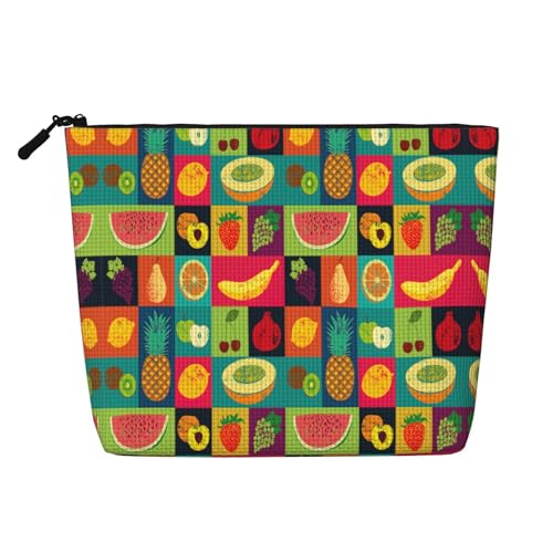 Art Style Fruit Fake Hanf Make-up Tasche - Vielseitiges Kosmetik-Make-up-Zubehör für den täglichen Gebrauch, auf Geschäftsreisen und mehr, Schwarz , Einheitsgröße von ZhanGM