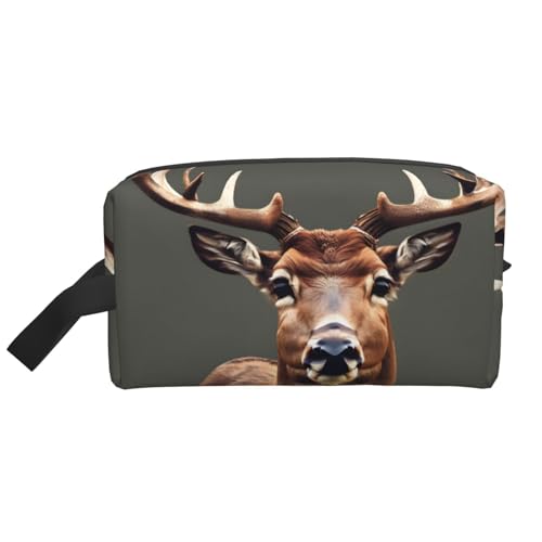 Beauty Deer Print Aufbewahrungstasche – Große Reise-Kosmetik-Make-up-Tasche, Kulturbeutel, tragbare Tasche mit Reißverschluss, weiß, Einheitsgröße von ZhanGM