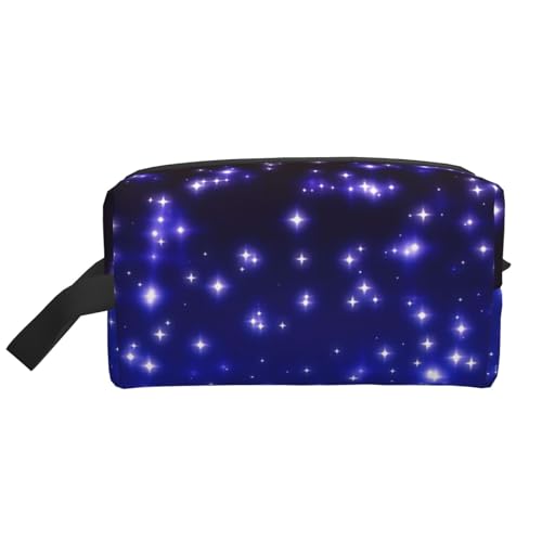 Bright Stars Print Aufbewahrungstasche – Große Reise-Kosmetik-Make-up-Tasche, Kulturbeutel, tragbare Tasche mit Reißverschluss, weiß, Einheitsgröße von ZhanGM