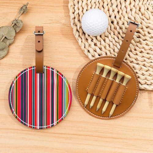 Bunte Streifen Golftees Organizer Tasche – tragbarer brauner Schutz für Golfplatzzubehör – Gürtelclip mit Metallknopf von ZhanGM