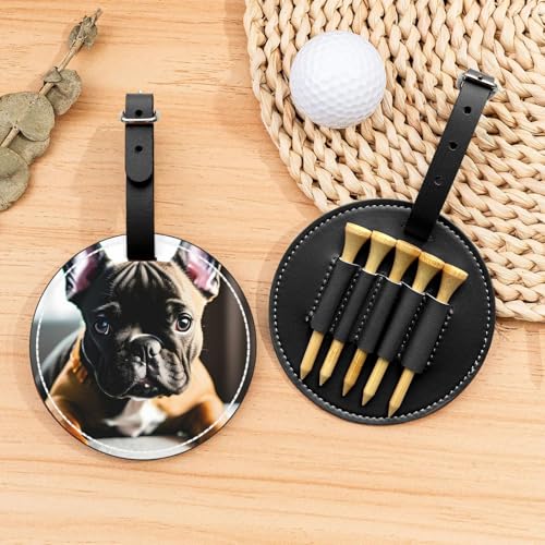 French Bulldog Golf-Tees Organizer-Tasche – tragbarer schwarzer Schutz für Golfplatzzubehör – Gürtelclip mit Metallknopf von ZhanGM