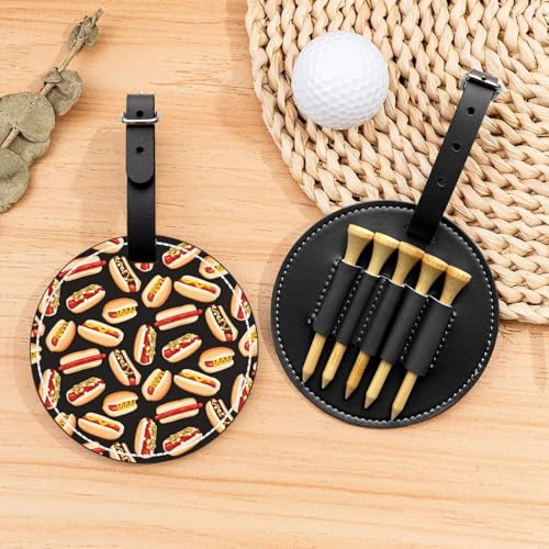 Fun Food Hot Dogs Golf-Tees Organizer-Tasche – tragbarer schwarzer Schutz für Golfplatz-Zubehör – Gürtelclip mit Metallknopf von ZhanGM