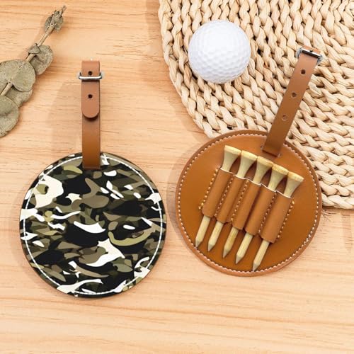 Golftees Organizer-Tasche mit Tarnmuster, tragbar, brauner Schutz für Golfplatz-Zubehör, Gürtelclip mit Metallknopf von ZhanGM