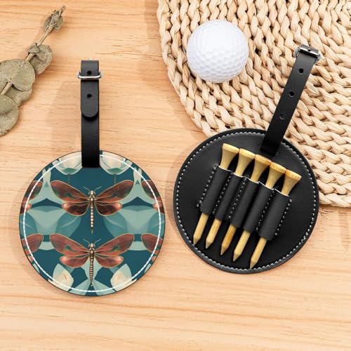 Libelle und Lotus Golftees Organizer Tasche – Tragbarer schwarzer Schutz für Golfplatzzubehör – Gürtelclip mit Metallknopf von ZhanGM