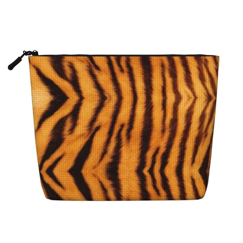 Make-up-Tasche aus künstlichem Hanf mit Tigerstreifenmuster – vielseitiges Kosmetik-Make-up-Zubehör für den täglichen Gebrauch, auf Geschäftsreisen und mehr, Schwarz , Einheitsgröße von ZhanGM