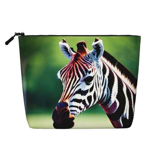 Make-up-Tasche aus künstlichem Hanf mit Zebra- und Giraffenmotiv – vielseitiges Kosmetik-Make-up-Zubehör für den täglichen Gebrauch, auf Geschäftsreisen und mehr, Schwarz , Einheitsgröße von ZhanGM