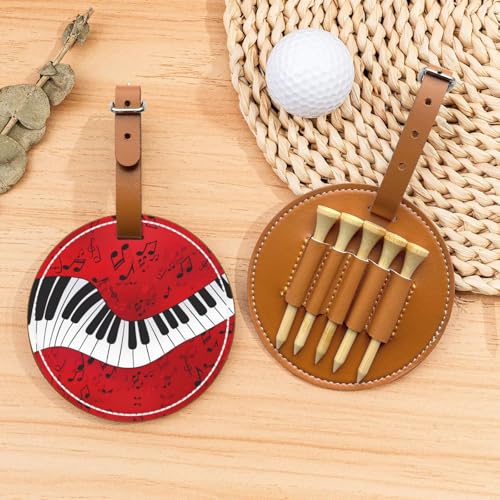 Musiknoten-Piano-Golftee-Organizer-Tasche – tragbarer brauner Schutz für Golfplatz-Zubehör – Gürtelclip mit Metallknopf von ZhanGM