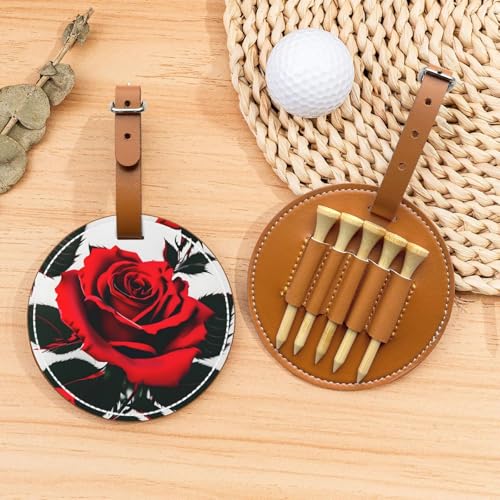 Red Rose Golftees Organizer-Tasche – tragbarer brauner Schutz für Golfplatzzubehör – Gürtelclip mit Metallknopf von ZhanGM