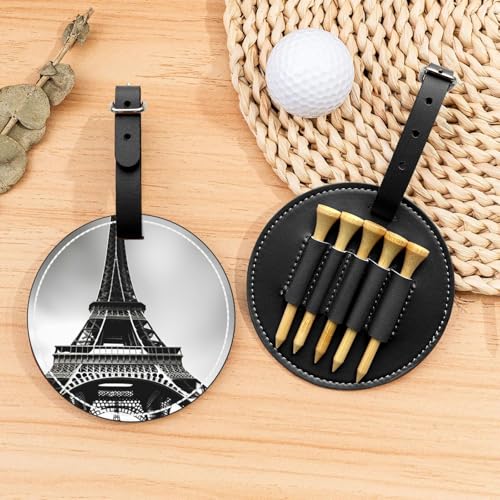 Schwarze Paris Eiffelturm-Golftee-Organizer-Tasche – tragbarer schwarzer Schutz für Golfplatz-Zubehör – Gürtelclip mit Metallknopf von ZhanGM