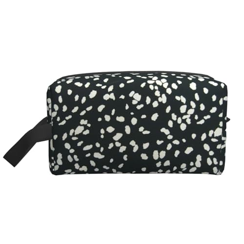 Schwarze und weiße Aufbewahrungstasche mit Leopardenmuster, große Reise-Kosmetik-Make-up-Tasche, Kulturbeutel, tragbare Tasche mit Reißverschluss, weiß, Einheitsgröße von ZhanGM