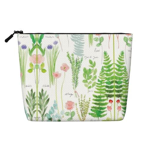 Springtime Kräutergarten Make-up-Tasche aus künstlichem Hanf – vielseitiges Kosmetik-Make-up-Zubehör für den täglichen Gebrauch, auf Geschäftsreisen und mehr, Schwarz , Einheitsgröße von ZhanGM