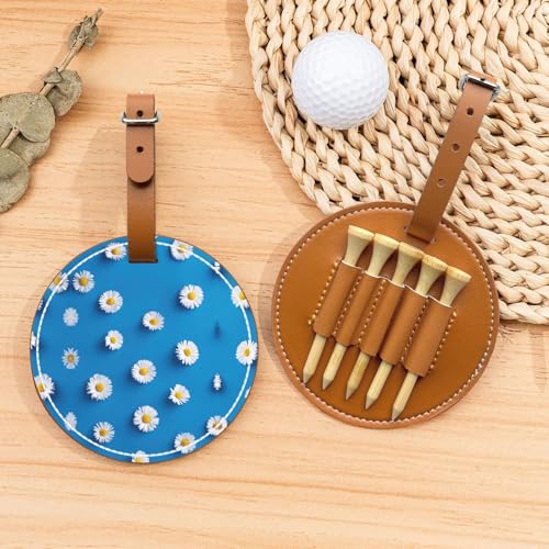 White Daisy Golf-Tees Organizer-Tasche – tragbarer brauner Schutz für Golfplatzzubehör – Gürtelclip mit Metallknopf von ZhanGM