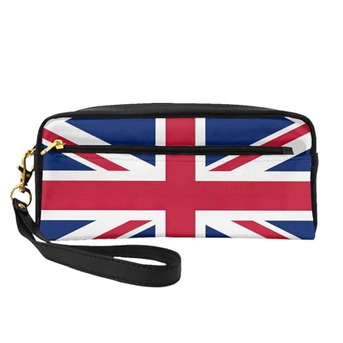 Wiederverwendbare Kosmetiktasche mit britischer Flagge, Reise-Kulturbeutel, Leder, kleines Make-up-Zubehör, Schwarz , Einheitsgröße von ZhanGM