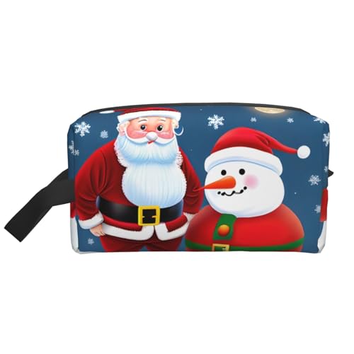 Große Reise-Kosmetiktasche – Aufbewahrungstasche mit Weihnachtsmann und Schneemann für Toilettenartikel, Make-up, wiederverwendbarer Organizer mit Reißverschluss, weiß, Einheitsgröße, weiß, von ZhanMg