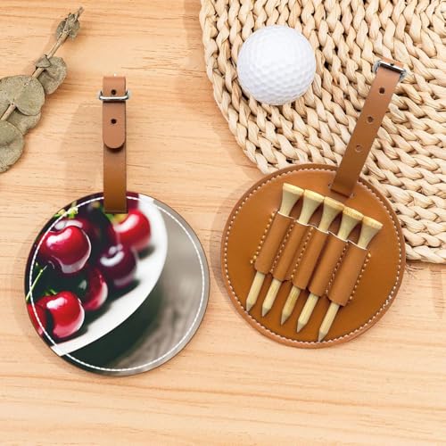 ZhanMg Braune Golftees Organizer Tasche - Vielseitige rote Kirschen Gürtelclip Tasche für Golf Tragen - Perfekter tragbarer Schutz auf dem Platz von ZhanMg