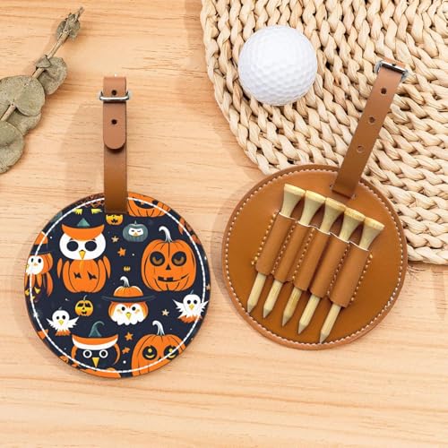 ZhanMg Braune Golftees Organizer-Tasche – vielseitige Halloween-Eule Geist Kürbis Gürtelclip Tasche für Golf Tragen – perfekter tragbarer Schutz auf dem Platz von ZhanMg