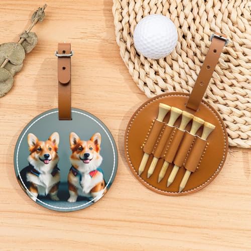 ZhanMg Braune Golftees Organizer-Tasche – vielseitige Tragekleidung niedliche Corgi-Hunde Gürtelclip-Tasche für Golftragen – perfekter tragbarer Schutz auf dem Platz von ZhanMg