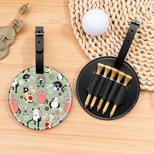 ZhanMg Schwarze Golftees Organizer Tasche - Vielseitige Schöne Cartoon Katzen Gürtelclip Tasche für Golf Tragen - Perfekter tragbarer Schutz auf dem Platz von ZhanMg