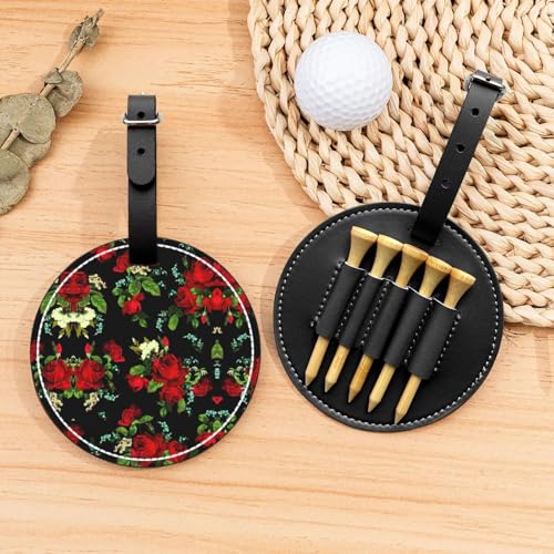 ZhanMg Schwarze Golftees Organizer Tasche - Vielseitige Schöne Rose Geschenk Gürtelclip Tasche für Golf Tragen - Perfekter tragbarer Schutz auf dem Platz von ZhanMg