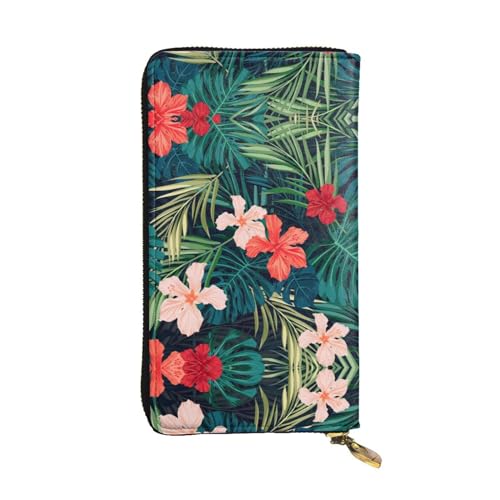 ZhanMg Sommer hawaiianischer Druck Leder Lange Clutch Geldbörse - Mode, Langlebig & Leicht mit Kartenhalter, Münzfach, Schwarz, Einheitsgröße, Schwarz , Einheitsgröße von ZhanMg